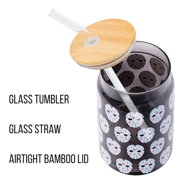 Friday The 13th - Silver Buffalo - Jason Vorhees Glass Jar Tumbler - BNIB - Picture 12 of 12